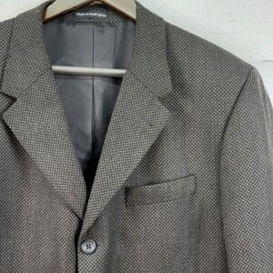 Fenzia Mens 42L Wool Blazer Sport Coat 3-Button Textured Charcoal Brown
